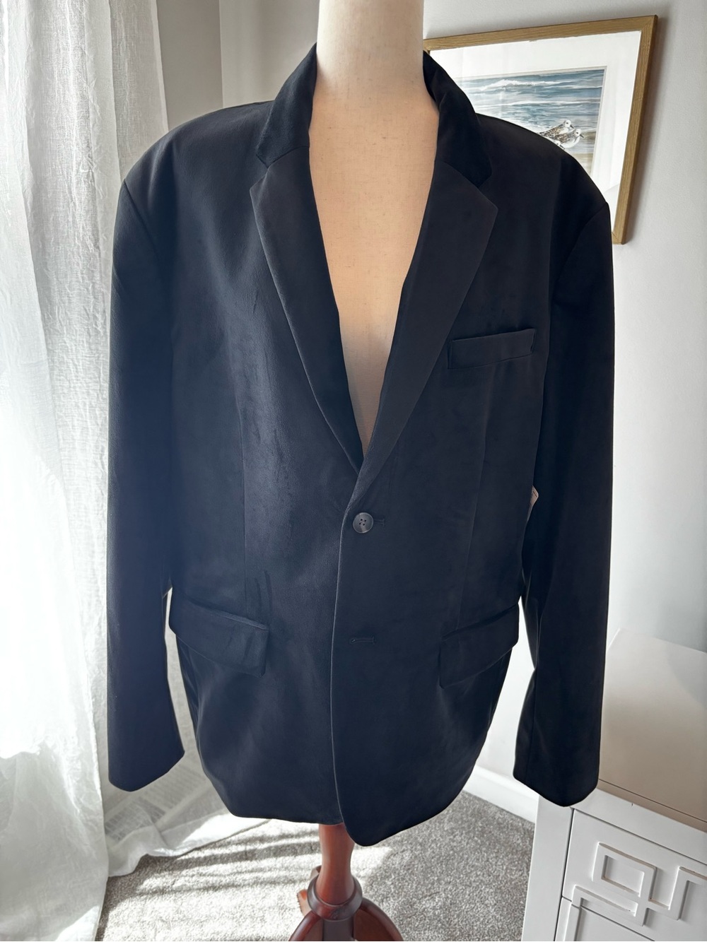 Old Navy Black Men's Single-Breasted Velvet Blazer